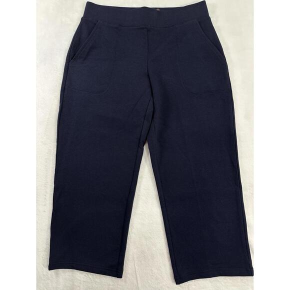 T By Talbots XS Modal French Terry Relaxed Capri Pants Navy Blue Womens Knit - Picture 3 of 6